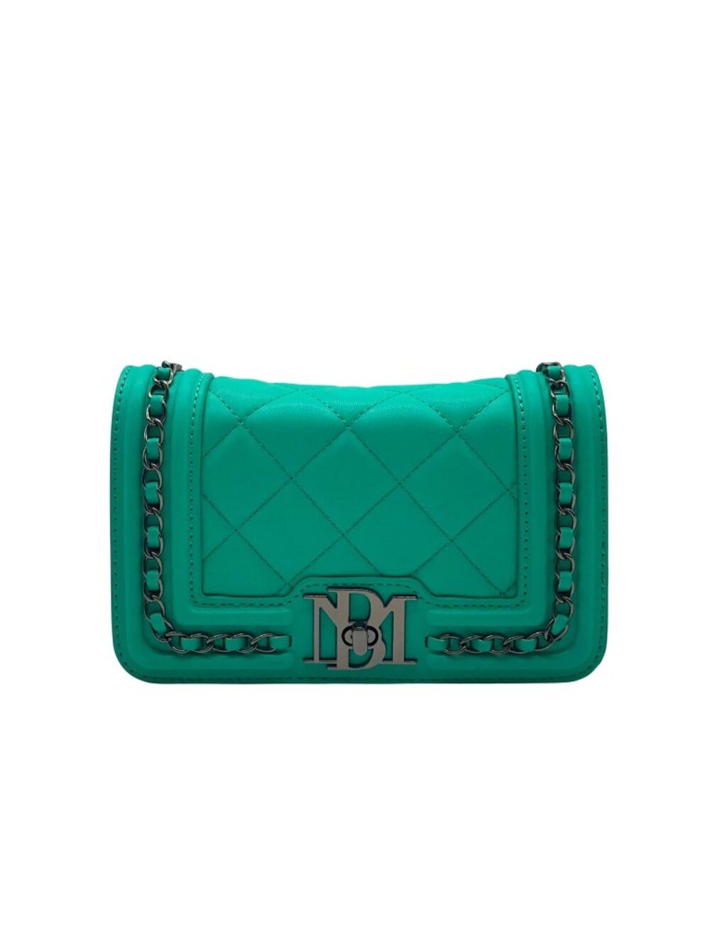 Badgley Mischka Teal Quilted Diamond Faux Leather Crossbody Bag